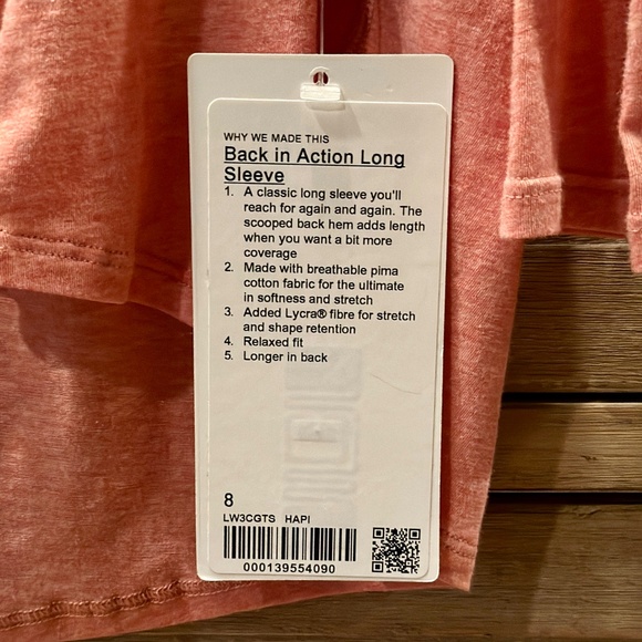 LULULEMON | Back In Action Long Sleeve in Heathered Pink Savannah SZ 8 NWT - Picture 5 of 7